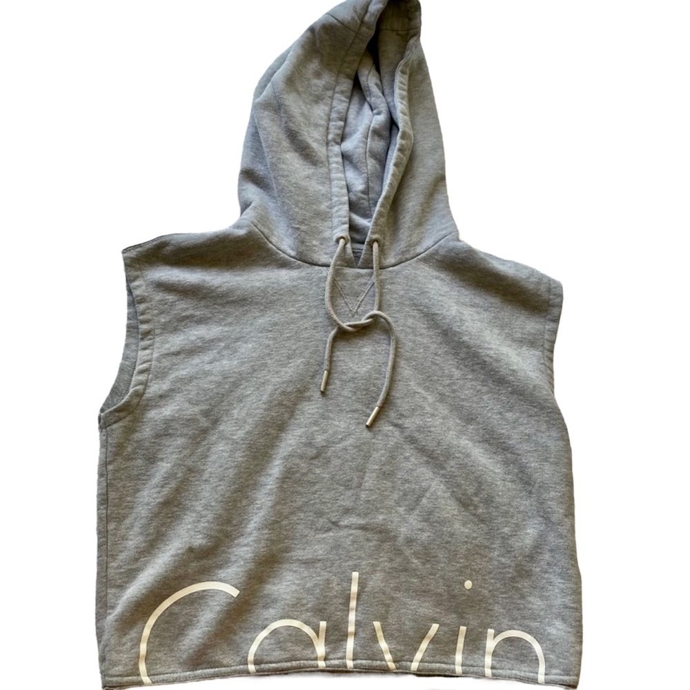 Calvin Klein Jeans Gray Sleeveless Crop Hoodie